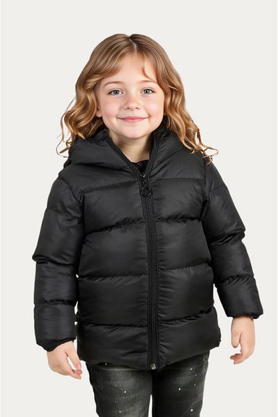 Montland Girl's Black Fleece Lined Hooded Waterproof Windproof Inflatable Winter Coat & Coat