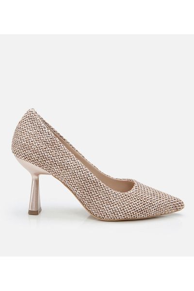 Hotiç Women's Beige Straw Detailed Stiletto