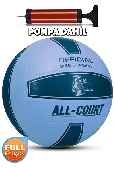 Telvesse All Court Volleyball Ball Set, Pump Inl Rubber Included, Seamless Unibody, No:5 Blue