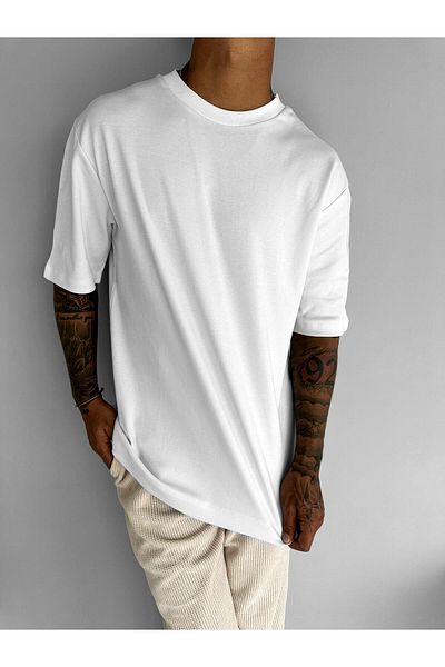 ablukaonline Λευκό ανδρικό μπλουζάκι Oversize Basic