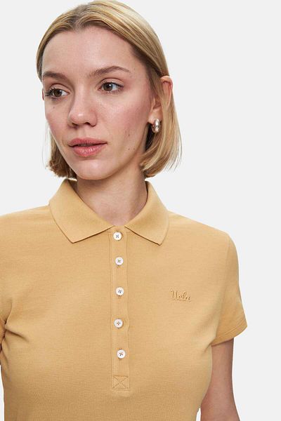 UCLA Tricou pentru femei SHAVER, maro, cu guler polo, brodat, cu potrivire standard