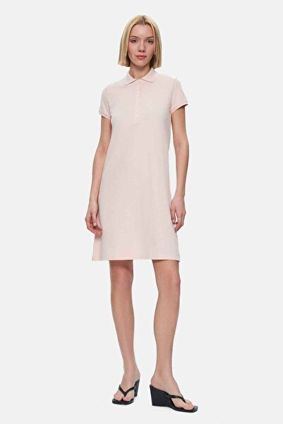 UCLA Madeira Pink Polo Neck Embroidered Standard Fit Women's Dress