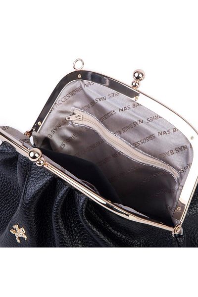 Nas Bag Geantă neagră Lopez mini vintage pentru bursă cu dimensiunea 23x15 cm