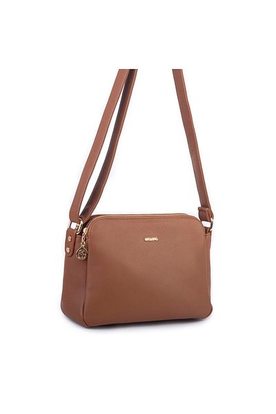 Nas Bag Dispozitiv de fixare din piele moale pentru femei, cu trei compartimente, bronz