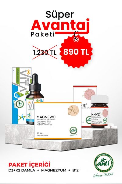 anti Super Advantage Package (D3+K2 Drops, Magnesium, Vitamin B12)