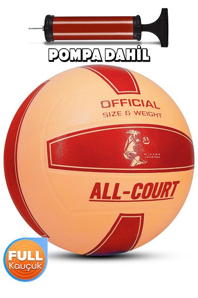 Telvesse All Court Volleyball Ball, Pump Included, Rubber Seamless Unibody No:5 Red