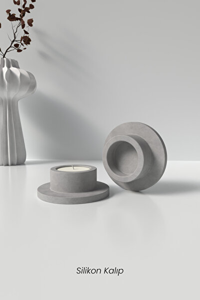 Cageartstudio Beton Küçük Tealight Mumluk Şamdan Silikon Kalıp - Dekoratif Te...
