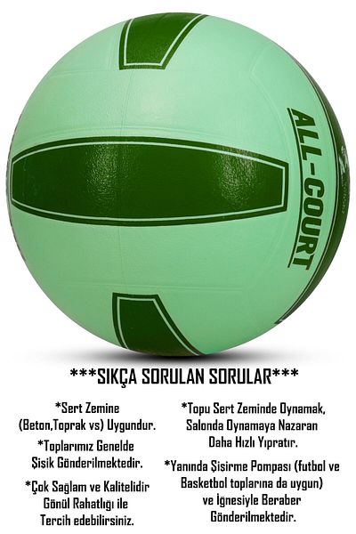 Telvesse Volleyball Ball Set - All Court, Pump Included, Rubber, Seamless, Green