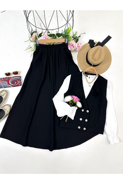 YEDİLALE Button-Detail Vest Triple Suit
