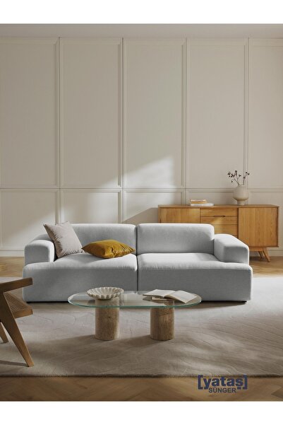 Mobilya Stant Most Mollista 2 Modül Kanepe Koltuk 32 Gri Keten Kumaş Yumuşak ...