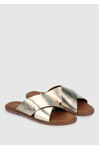 Provoq Women's Slippers - Gold Leather