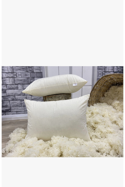 ÇIQRIK HOME 2 ADET Merinos Boncuk Yünü Yastık -İç Dolgu:%70 Yün %30 Silikon