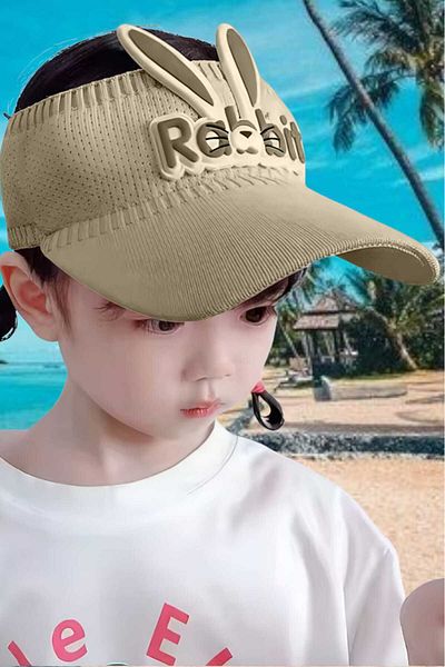 Mood Agenda Girl's Rabbit Ears Summer Visor Hat with Elastic Back 2 - 8 Years