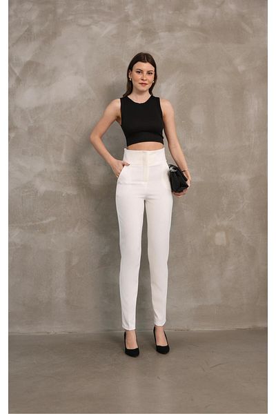 Sea Queen Women's Extra High Waist Tightening Ankle Length Fabric Pants