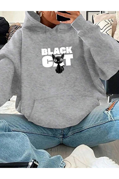 RPT MODA PREVELIKI SVEĆI KAT KAT S DETALJOM CRNOG UZORAKA K Sa kapuljačom OSN...