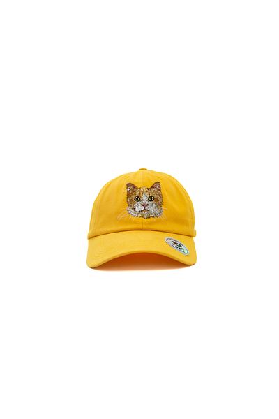 Trampoline Yellow Cat Embroidered Hat - Animal Figured Hat
