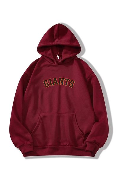 RPT MODA Oversized Giants Printed Detail Hooded Basic Sweatshirt