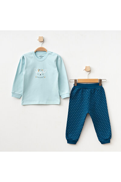 Aziz Bebe Baby Girl Animal Patterned Sweatshirt Trousers T-Shirt 3-Piece Top and Bottom Baby Set 3 Months-36 Months