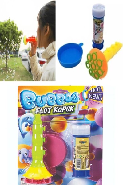 GÜZELYÜZ AVM Flüt Köpük Baloncuk Seti Üflemeli | Köpük Balon Oyuncak Seti | B...