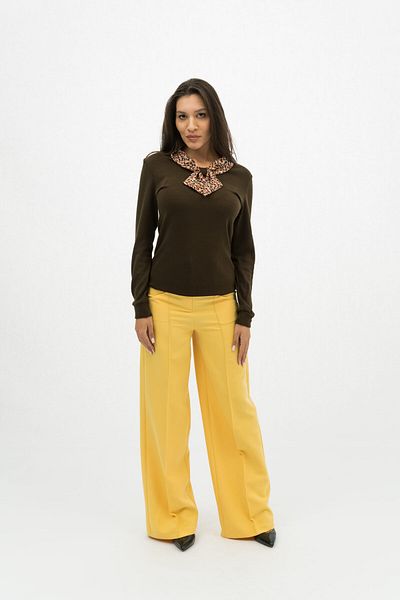 Gorgeaux Brown Blouse and Yellow Pants Set Ina - 3XL(46)