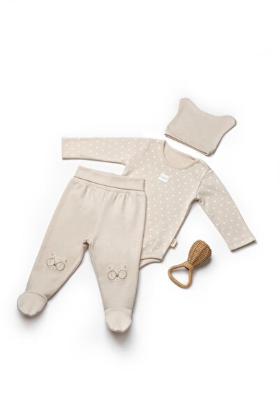 BabyCosy Organic Wear Set 3 piese: body, pantaloni si caciulita TeddyBear, BabyCosy, 100% bumbac Marime: 0-3 luni