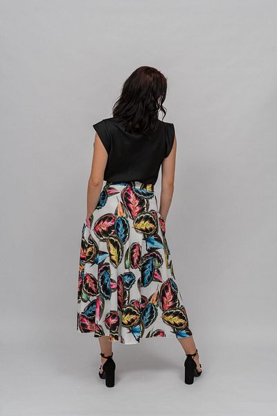 Gorgeaux Linda Tropical Black Top and Skirt Set - M(38)