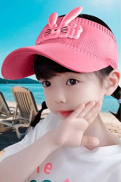 Mood Agenda Girl's Rabbit Ears Summer Visor Hat with Elastic Back 2 - 8 Years