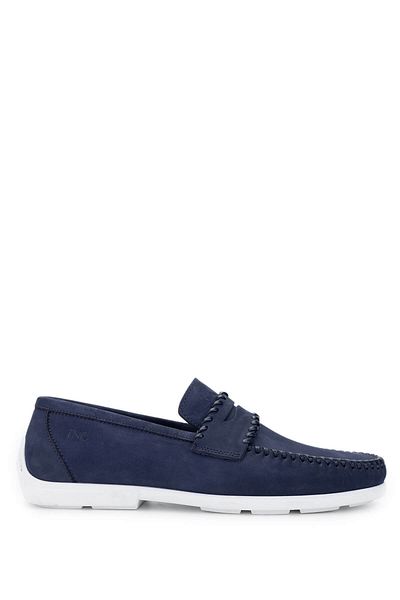 Tamer Tanca Men's Genuine Leather Navy Nubuck Loafer Shoes