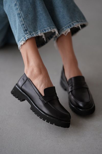 selinshoes Jolie Sade Women's Loafer Shoes - Black Leather