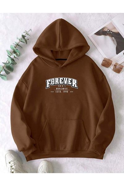 RPT MODA ОБЩ БЯЛ СУИТШЪР С КАЧУЛКА И ДЕТАЙЛИ С ПРИНТ FOREVER