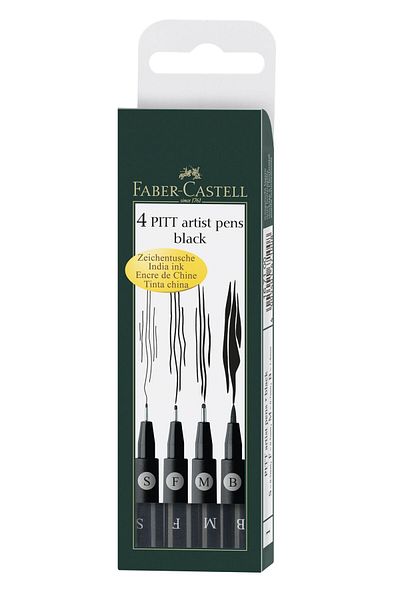 Faber Castell Pitt Artist Pen Set 4 Pcs Black Faber-Castell