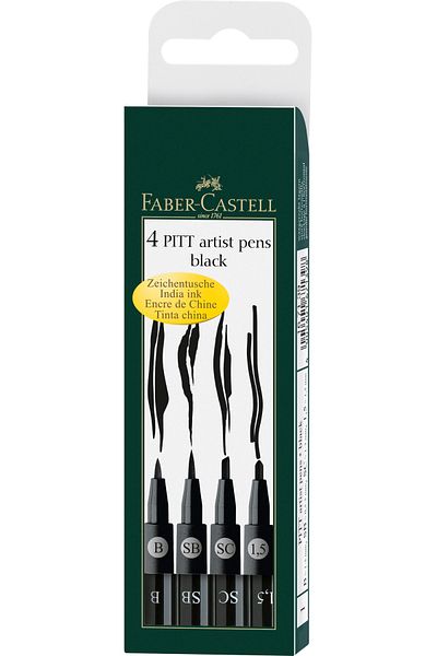 Faber Castell Pitt Artist Pen Set 4 Pcs Black Faber-Castell
