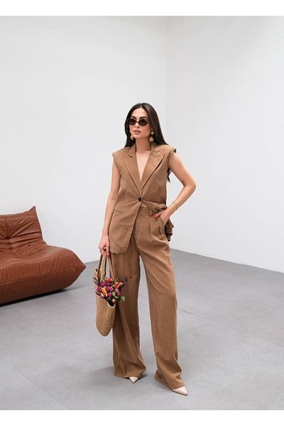 CONCEPTbyOkanGüler Kupra Pantalon Vest Suit-Brown - L