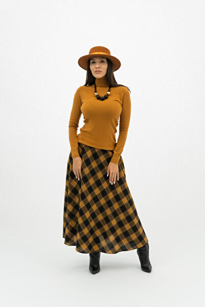 Gorgeaux Betty Orange Checkered Skirt - 5XL(50)