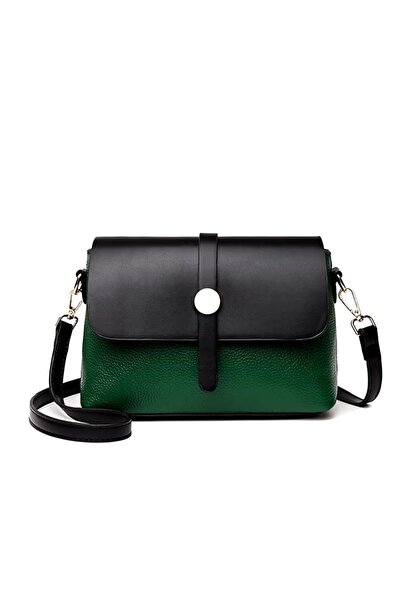 delis Γυναικεία τσάντα Basma Gt3110, από φυσικό δέρμα, πράσινο\μαύρο