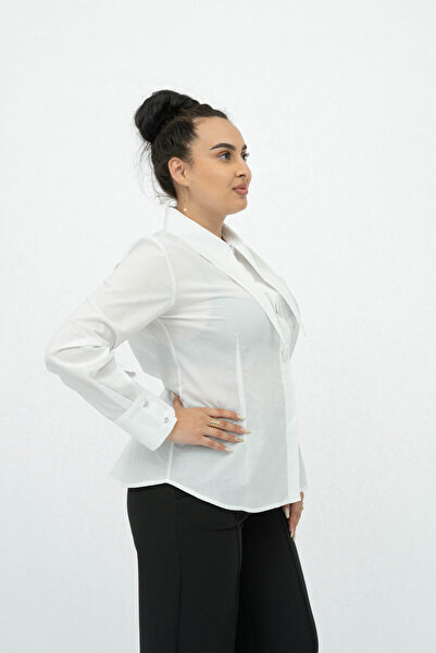 Gorgeaux Andra Elegant White Shirt - 4XL(48)