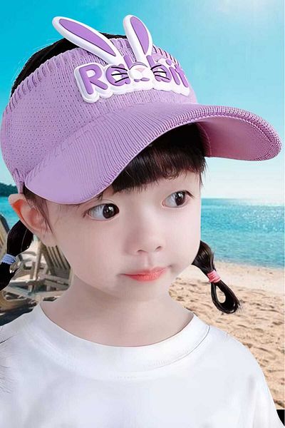 Mood Agenda Girl's Rabbit Ears Summer Visor Hat with Elastic Back 2 - 8 Years