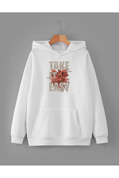 RPT MODA سترة رياضية أساسية بغطاء للرأس ومطبوعة بمقاس كبير