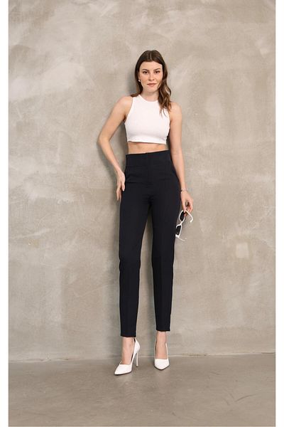 Sea Queen Women's Extra High Waist Tightening Ankle Length Fabric Pants
