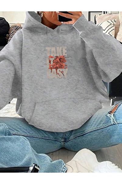 RPT MODA PREVELIKI SWEATSHIRT SA DETALJOM TISKANJA K Sa kapuljačom BASIC