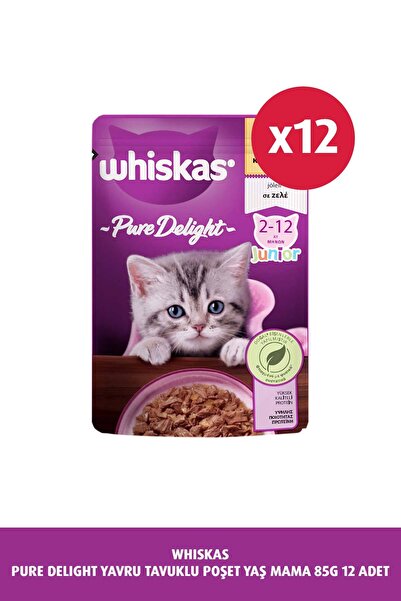 Whiskas Pure Delight Yavru Tavuklu Poşet Kedi Yaş Mama 85g 12x