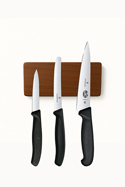 Victorinox 3lü bıçak + mıknatıslı Ceviz stand set
