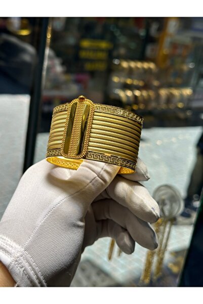 ERDEM KUYUMCULUK 8 Ayar Altın Desenli Hasır Kelepçe Bilezik