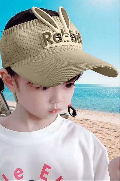 Uniquetrenders Girl's Rabbit Ears Summer Visor Hat with Elastic Back 2 - 8 Years