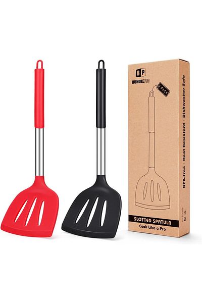 Bundlepro Set of 2 BUNDLEPRO spatulas, silicone, red/black, 4.6 x 11.7 x 34.5 cm