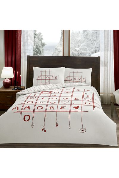 Taç Romenta Glow Ranforce - Red Double Duvet Cover Set