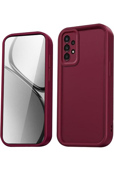 Fibaks Samsung Galaxy A23 Compatible Case Camera Protected Soft Textured Shock Absorbing Burgundy Silicone Cover