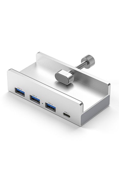 Choice 3USB 1TYPE C Silver Aluminum Type C 4 Port USB 3.0 HUB Phone Holder SD TF USB Memory Card Reader DC