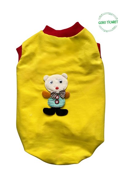 Goboticaret Cute Yellow Leprosy Cat Dog Suit Red Sleeve