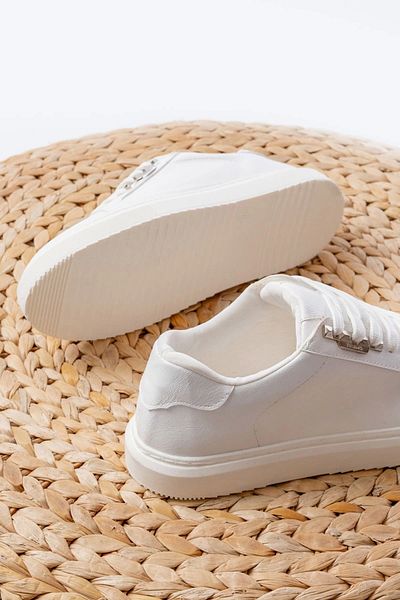 No8 Home Kömen P-910, alb, cu talpă cu șireturi, sport casual pentru femei